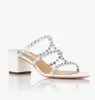 Modern design Tequila Sandaler Skor Aquazzura Kvinnor Mule Nappa Läder Glittrande Kristaller över remmar Slip-on Lady Slipper Dress Party Promenader EU35-43