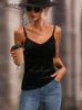 T-Shirt Benuynffy Vneck Diamonds Black Cami Top Women Fashion Sexy Spaghetti Strap Vest Female Autumn Winter Backless Party Tops