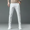 Byxor 2023 Summer England Dot Pattern Work Stretch Pants Men Affär Fashion Slim Fit White Grey Casual Pant Mane Brand Trousers 38