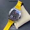 디자이너 RI MLIES 럭셔리 시계 시계 손목 시계 남성 역학 원래 시계 011 RM11 03 Felipe Massa 플라이 백 크로노 그래프 티타늄 케이스에 노란 루브
