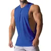 Regatas masculinas vendendo fitness sem mangas topo respirável de secagem rápida colete esportivo ginásio muscular correndo cor sólida simples camiseta