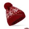 Holiday Pom-Pom Beanies Women Men Warm Winter Soft Knit Hat Chrsitmas New Year Caps Drop Delivery Dhy3K