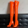 Olomm Damen-Winter-Overknee-Stiefel, quadratische High-Heels-Stiefel, schöne runde Zehen, wunderschöne lila Party-Schuhe für Damen, US-Größe 5–20