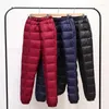 Frauen Hosen Herbst Winter Elastische Hohe Taille Hosen Frauen Warm Verdicken Weiße Ente Unten Weibliche Lange Bleistift Plus Größe 5XL AB2080