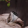 Cluster Rings Real 925 Sterling Silver Color Open Size Vintage Wedding Black Stone Ring For Men Women Thai Jewelry Gifts