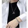 Catene Triangolo geometrico Combinazione quadrata Acciaio al titanio Hip Hop Accessori pendenti semplici alla moda da uomo belli e freddi