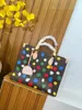 Designer Lady Totes Bag Classic Onhego A bolsa de bolsa Polca pintada de bolinhas de abóbora Minitote Sacos Yayoi Kusama Bola diagonal de um ombro de um ombro de largura