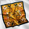 Scarves 100 Real Silk Square Scarves Women Bandana High Quality Printed Foulard Hair Tie Soft Neckerchief J230428