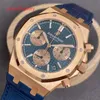 Ap Swiss Relógio De Luxo Masculino Relógio Royal Oak Série 26239OR Rosa Ouro Azul Placa Cinto Masculino Moda Lazer Negócios Esportes Voltar Conjunto De Relógio Mecânico Transparente RPF2