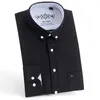 Camisas de vestido masculinas de manga longa masculina Oxford xadrez listrado de camisa listrada de patch frontal bolso de gola de botão regular de gola de botão grossa camisetas yyqwsj p230427