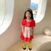 Sukienki dla dziewczynek 2023 Summer Korean Style dla dzieci księżniczka kwiatowy nadrukowany fartuch krótki rękawocze