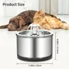 Benodigdheden Waterdispenser voor huisdieren Kat Hond Drinkwater Roestvrijstalen watertoevoer Waterbak voor huisdieren 2,5L Slimme fontein voor katten Kleine honden