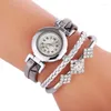 Armbandsur 100 st/lot mode Big Crystal Weave Leather Watch Quartz Wrap Around Lady flätade handledsur för kvinnor