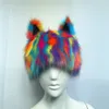 Berretti Cappelli Cappello di pelliccia imitazione arcobaleno gatto orecchio copricapo festival vestito divertente cappello festa prestazioni colore volpe cappello caldo 231127