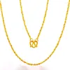 Chaînes Real Pure 999 Chaîne en or jaune 24 carats 1,5 mm Collier étoile pleine brillante 17,1 pouces / 3,9 g Cadeau porte-bonheur pour femme