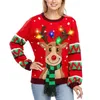 Women's Sweaters Women LED Light Up Holiday Sweater Christmas Cartoon Reindeer Knit Pullover Top 231127