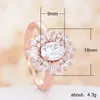 Anneaux de mariage SeanLov classique grand ovale Zircon clair pour les femmes bijoux cadeau de fiançailles luxe cristal pierre couleur or Rose