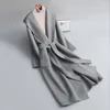 Robes décontractées mi-longueur à capuche double face manteau en cachemire pour femmes 2023 automne et hiver à lacets minceur tempérament laine laine