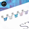 Stud G23 titane papillon oreille Stud incrusté oeil de cheval Zircon mode femmes Banquet oreille os Stud lèvre Stud Piercing bijoux YQ231128