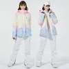 Andra sportvaror Fashion Color Matching Ski Suit Women Windproof Waterproof Snowboard Jacket and Pants Female Snowsuit Costumes 231127