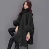 Wool Blends Eleganckie kobiety zimowe płaszcze batwing puszysty rękawowy kurtka peleryna lady wełniana płaszcz lis futra kołnierz ciepłe ponchos feminino 231127