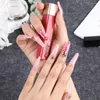 Unghie finte Manicure Press On Cover completa staccabile Ballerina finta Cuore indossabile Labbra rosse prugna