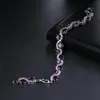 Link Bracelets NoEnName_Null Luxurious Purple Cz Bracelet Unique Design Pink Gold Color Pear Cut Cubic Zirconia For Women Chain