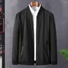 Men's Jackets Men Coat Warm Jacket Stylish Mid Length Cardigan Smooth Zip Up Closure Stand Collar Loose Fit Fall/winter