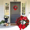 Flores decorativas Christmas Wreath Door da porta da frente Janela dourada da parede pendurada decoração da casa Garland ornamento Artificial