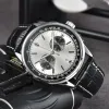 BREI 1884 Stainless Steel Five Needles Date Chronograph WRIST WATTSES MENS MENS All Work Work Quartz Watch Designer Luxury Clock Black Leather Strap Sipphire