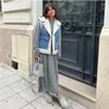 Kvinnors västar mode ärmlös lambohoppad lapel väst kvinnor tjock denim lapptäck kvinnlig västjacka Autumn Winter Warm Casual Plush