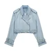 Vestes Femmes Recadrée Denim Veste Femmes Chic Lady High Street Effiloché Bleu Veste Manteau Top Femme 231127