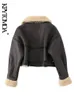 Women's Fur Faux Fur KPYTOMOA Women Fashion Thick Warm Faux Shearling Jacket Coat Vintage Long Sleeve Belt Hem Female Outerwear Chic Tops 231128