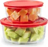 Recipientes para llevar Pyrex Simply Store Juego de almacenamiento de alimentos de vidrio grande de 4 piezas Ajuste perfecto Tapas de plástico no tóxico sin BPA Congelador Lavavajillas