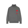 Designer Woman Autumn/Winter pullover sweater Heart embroidered jacquard Paris fashion loose casual knitwear AMIS for men women