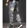 Men's Jeans Straight More Pocket Mens Clothing Leisure Denim Pants Elasticity Jean Splice Stitching Cargo Trousers
