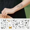 Tattoos Colored Drawing Stickers 30 Sheets Temporary Tattoo Sticker Waterproof Body Art Line Rose Star Small Fake Tatto Butterfly Flower Hand Tatoo for Women MenL23