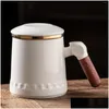 Muggar kinesiska retro Simple Breakfast Coffee Milk Mug Travel Tea Set Ceramic Cup med handtag och lock par gåvor Mokken C Drop Delivery Otmfh