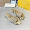 Designer Women Sandals Slippers sequin color diamond decoration Leather Material F metal material Logo Fashion Casual Shoes Beach Sandals with Box and Dust Bag