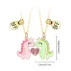 Pendentif Colliers 2pcs / Set Dessin animé Couronne Coeur Dinosaure Amis Collier Chaîne BFF Amitié Bijoux Cadeaux pour enfants