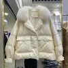 Women's Down Parkas Lagabogy 2023 Winter Women Real Fur 90 White Duck Jacket Short Puffer Coat Kvinna Vintage Mink Patchwork Parka 231128