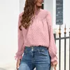 Women's Blouses Fashion Sweet Loose Chiffon Blouse Spring Solid Color Bur Dot White Tops Casual Round Round Neck Office Lady Shirt