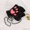 Children's Mittens Gloves Winter Cute Cartoon Girl Open Finger Gloves Thickened Fluffy Half Finger Gloves