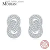 Stud Modian Sparkling Double Circle Ear Pins Classic 925 Sterling Silver Studörhängen för kvinnor Bröllopsuttalande smycken brincos yq231128