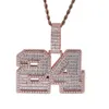 Hommes femmes nom personnalisé bijoux plaqué or plein Baguatte lettres personnalisées pendentif collier avec 3mm 24 pouces corde chaîne beau cadeau