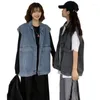 Women's Vests Streetwear Outerwear Blue Sleeveless Cardigan Tank Top Jacket Women Vest Waistcoats Denim Coats Loose Vintage Oversize