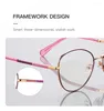 Solglasögon Vicky Metal Round Large Frame Women's Fashion Anti-Blue Light Reading Glasses Anpassningsbara recept Myopia Hyperopia PFD3054