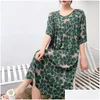 Womens sleepwear pijamas algodão redondo usado 2023 homewear pescoço mulheres mais vestido nightdress impresso verão fora ser pijama tamanho pode d dhexn