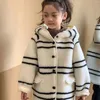 Jaquetas 2024 inverno bebê meninas longo casaco casual capuz moda estilo coreano crianças jaqueta quente crianças outerwear roupas da criança