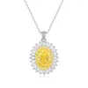 Pendentifs Collier de luxe en argent Sterling 925 pour femmes, 4 diamants jaunes, qualité supérieure, cadeau d'anniversaire de mariage